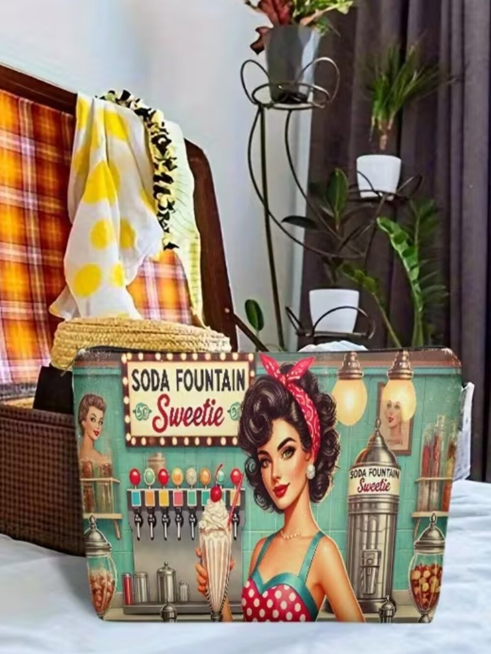 Vintage Soda Fountain Cosmetic Bag